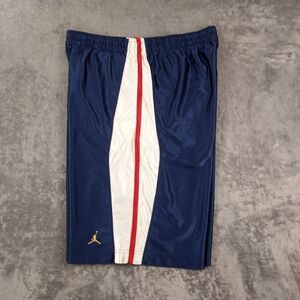 Jordan Navy Shorts with White Center Panel & Red Trim Size XLarge